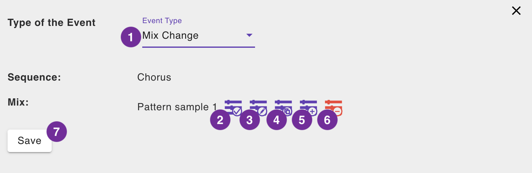Event Editor for Mix Change