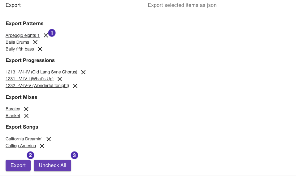 Export data as JSON