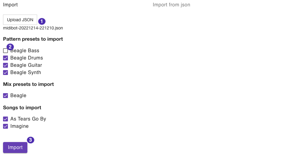 Import data as JSON